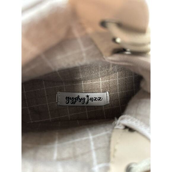 Gypsy Jazz Quack Duck Boots Womens 8 Cream Ankle Black Rubber Lace Up - Picture 14 of 14